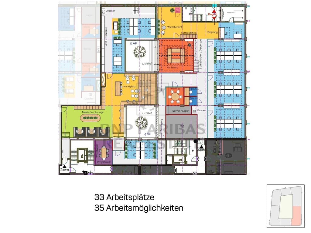 1. OG, BE 4, ca. 727,12 m², Ausbaubeispiel 1