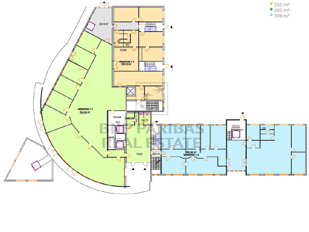1. OG, gesamt ca. 1.215,00 m²