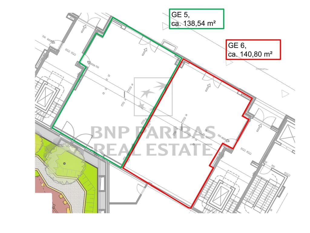 EG, Gewerbe 5 + 6, gesamt ca. 279,34 m²
