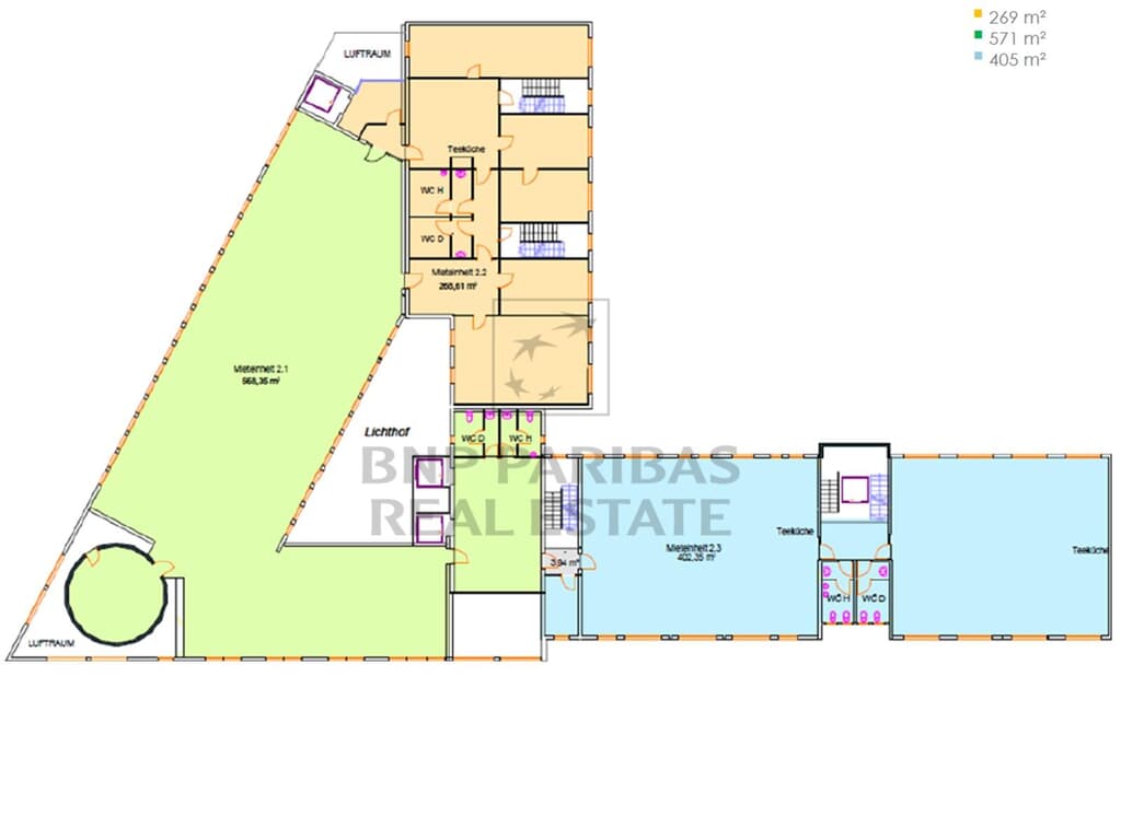 2. OG, gesamt ca. 1.245,00 m²