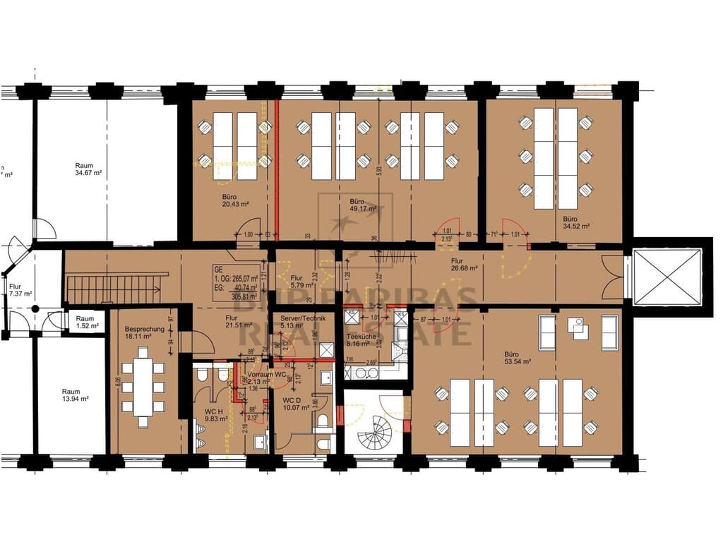 1. OG, gesamt ca. 305,00 m²