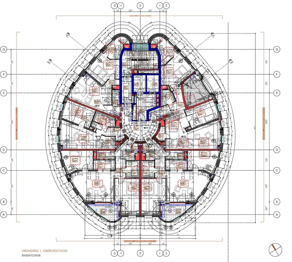 Grundriss 1.OG Rheintower