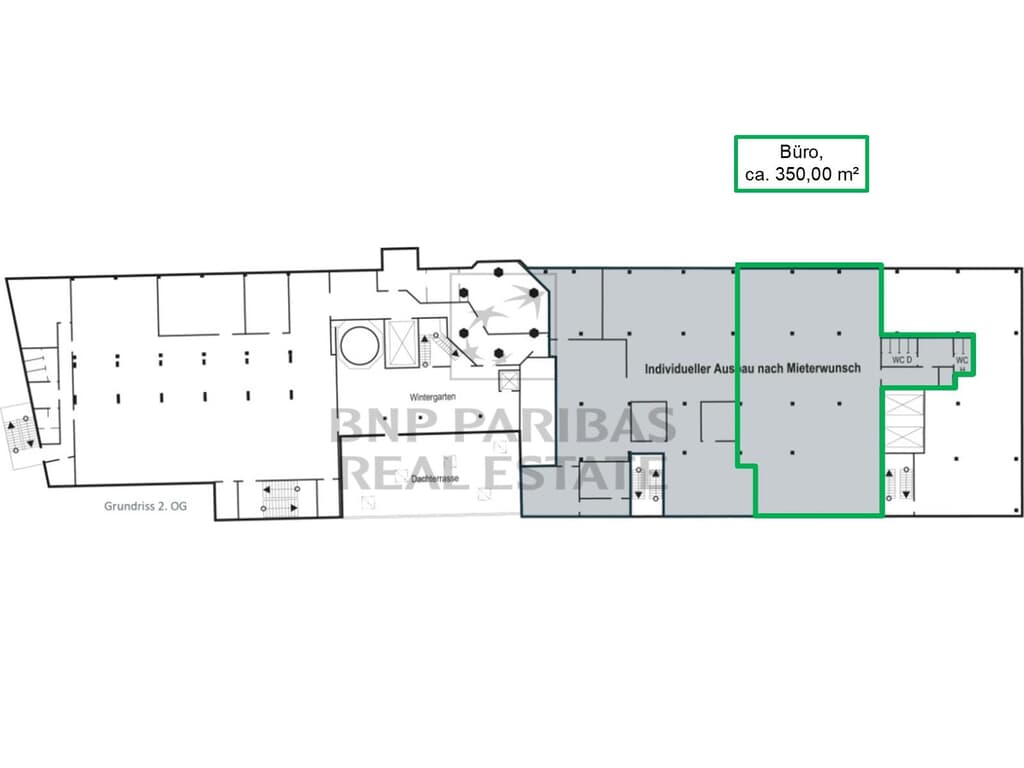 2. OG, ca. 800,00 m² teilbar ab ca. 350,00 m²